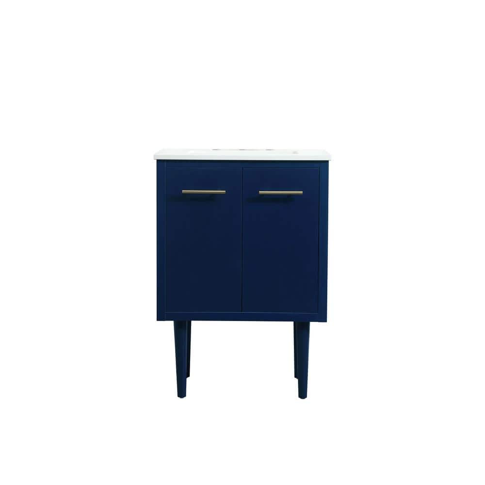 Simply Living 24 in. W x 19 in. D x 33.5 in. H Bath Vanity in Blue with Ivo