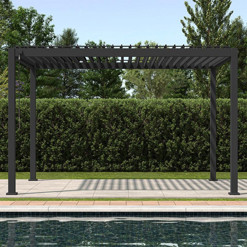 MIRADOR 111A 10 ft. x 13 ft. Charcoal Aluminum Modern Pergola 111A1013C ...