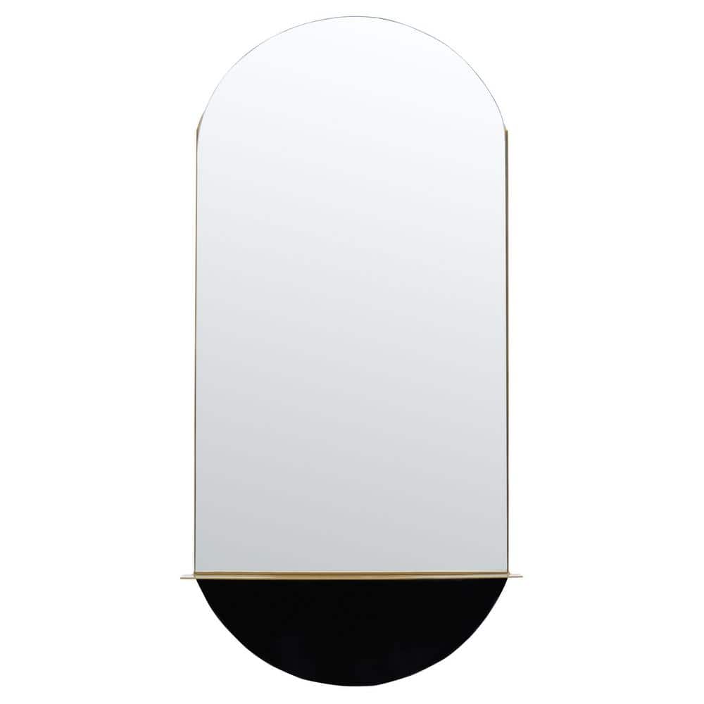 Norbury 18" x 36" Oval Wood Mirror with Brass & Black Finish