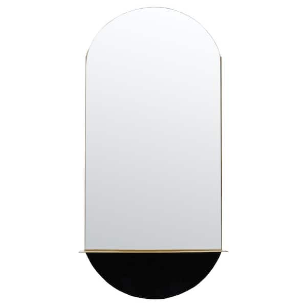 SAFAVIEH Norbury 18 in. W x 36 in. H Iron Arch Modern Brass/Black Wall Mirror