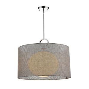 Arosia 100-Watt 1-Light Chrome Indoor Shaded Pendant Light with Gray Glass Shade with No Bulb Included