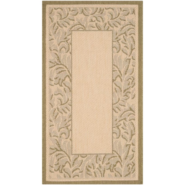 SAFAVIEH Courtyard Natural/Olive Doormat 3 ft. x 5 ft. Border Indoor/Outdoor Patio Area Rug