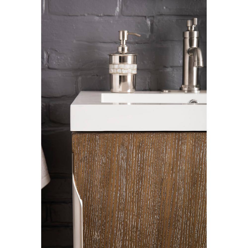 Latte Oak and White Glossy Single Wall-Mount Vanity Set