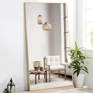71 in. x 32 in. Classic Rectangle Metal Framed Gold Wall Mirror