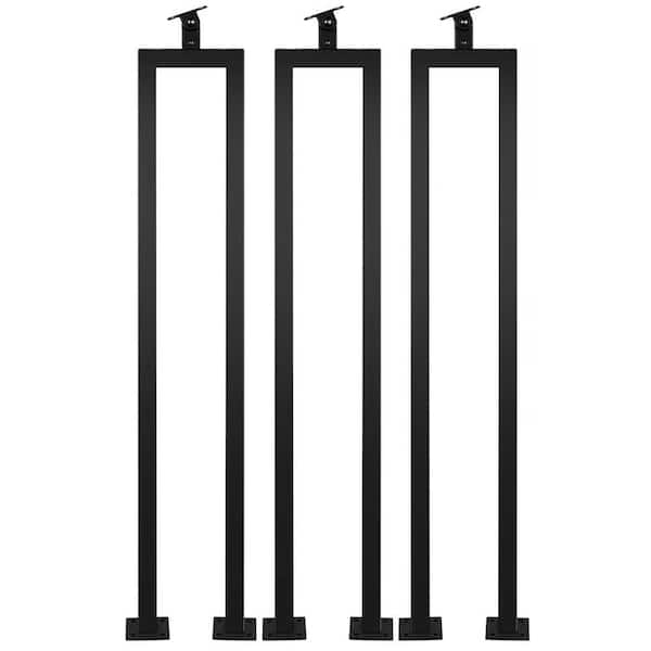 3 Pack 36 U Shape Matte Black Metal Balusters with Adjustable Top Bracket for Staircase Handrail Porch Deck Railing