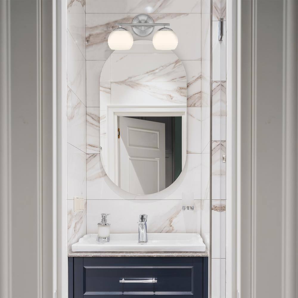 Moon Breeze Polished Nickel 16" Vanity Wall Light with Opal Glass