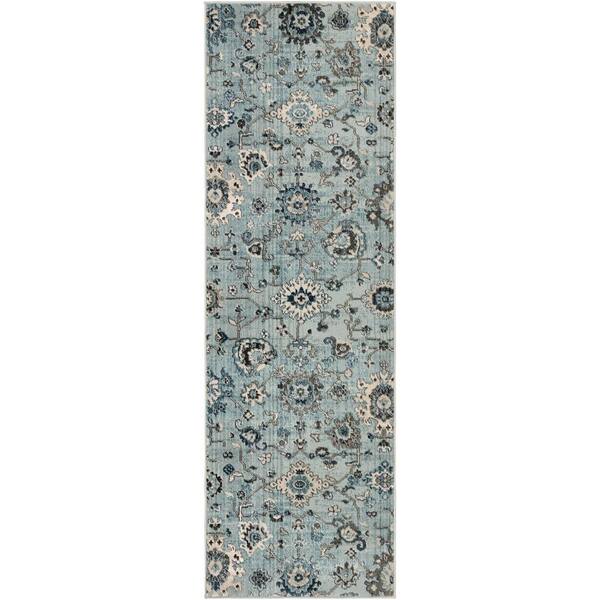 Artistic Weavers Cairo Teal 2 ft. 6 in. x 7 ft. 10 in. Floral Runner Rug