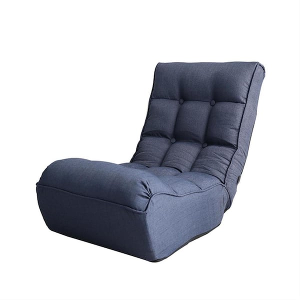 STICKON Navy Blue Linen Adjustable Reclining Chair (Set of 1)