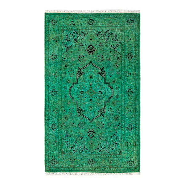 Solo Rugs Fine Vibrance Green 3 ft. x 5 ft. Solid Wool Indoor Area Rug