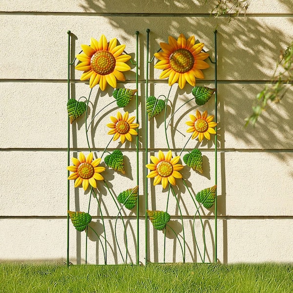 48 .00"H Metal Sunflowers Garden Trellis, Garden Stakes (KD)