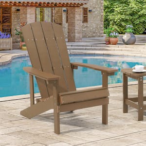 Teak Weather Resistant HIPS Plastic Adirondack Chair for Outdoors (1-Pack)