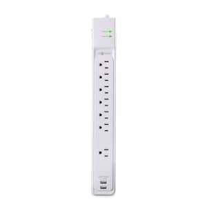 6 ft. 7-Outlet Surge Protector with USB, White