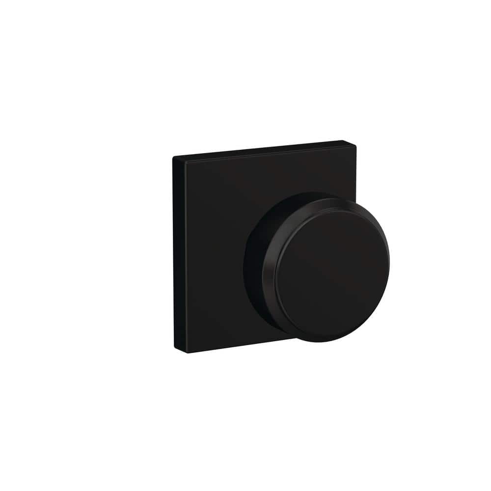 Schlage F51ABWE530COL Bowery Knob with Collins Rose Keyed Entry Lock Black  Stainless Finish