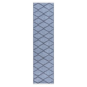 Everyday Rein Solid Diamond Blue 2 ft. x 7 ft. Machine Washable Rug