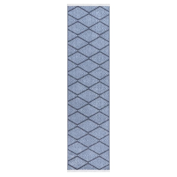 TOWN & COUNTRY LIVING Everyday Rein Solid Diamond Blue 2 ft. x 7 ft. Machine Washable Rug