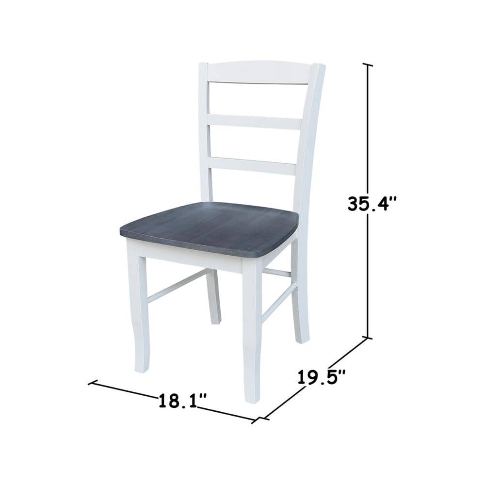 White and Heather Gray High Ladderback Solid Wood Side Chair