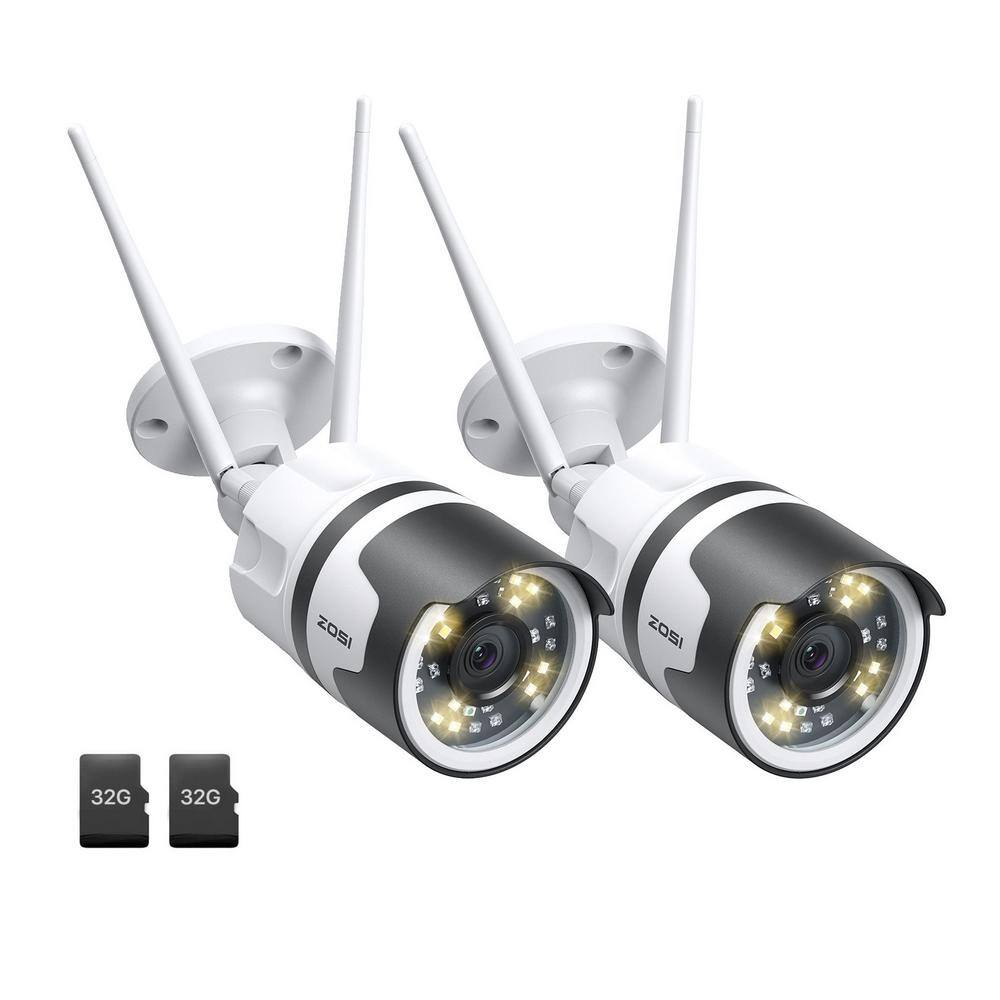 ZOSI H.265+ 1080p Smart WiFi Wired Security Camera with 32GB SD Card