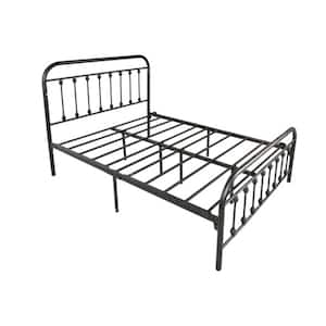 Black Simple Metal Bed Frame with Storage Space at the Bottom of the Bed-Full size