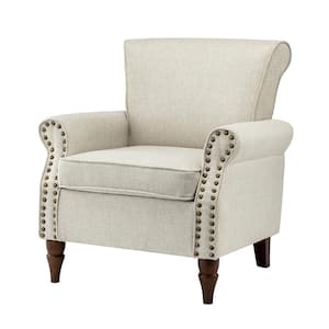 Macedonia Oatmeal ArmChair with Nailhead Trim