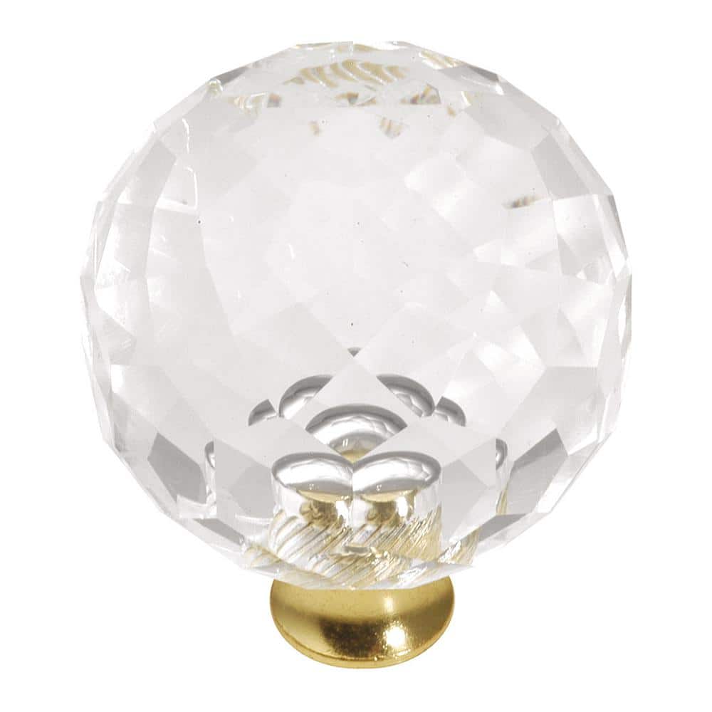 Crystal Palace 1-3/8 in. (35 mm) Dia Crysacrylic with Polished Brass Finish Cabinet Knob (5-Pack) price history on PriceWatchPro