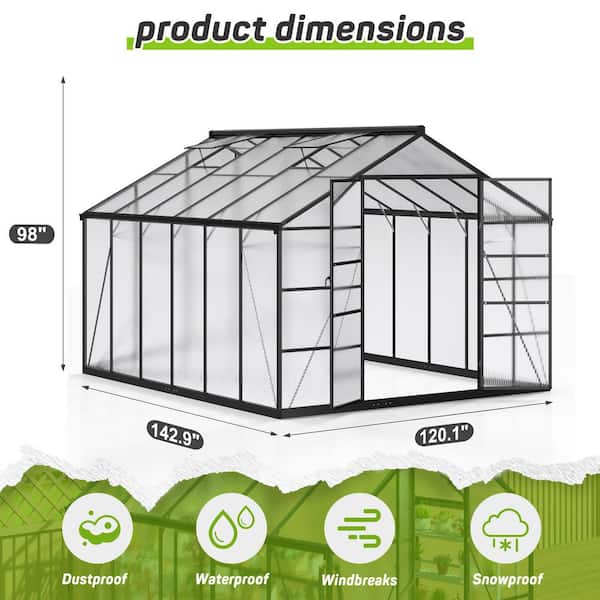 AirWire 10 ft. W x 12 ft. D Polycarbonate Greenhouse with