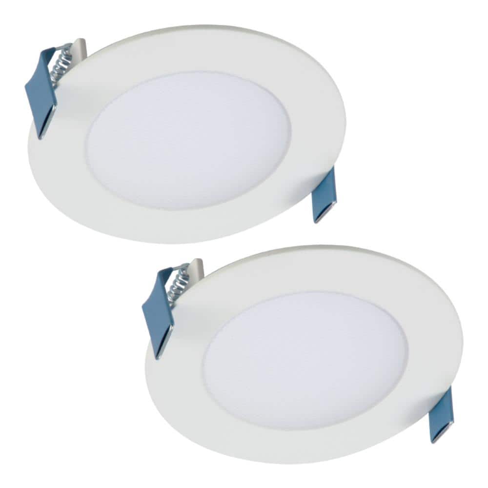 White Aluminum 4-Inch Ultra Thin LED Recessed Light Kit, 2-Pack