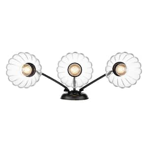 Audra 9.5 in. 3-Light Black Vanity Light with Clear Glass