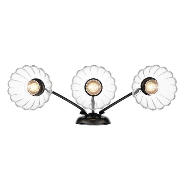 Golden Lighting Audra 9.5 in. 3-Light Black Vanity Light with Clear Glass