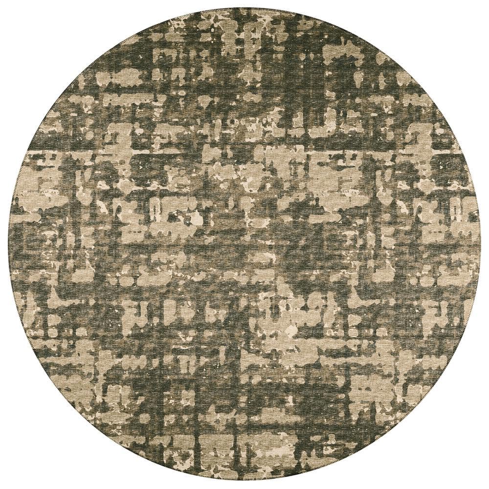 Bravado Earth 8 ft. x 8 ft. Geometric Indoor/Outdoor Washable Area Rug