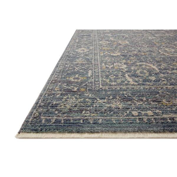 Jean Stoffer Bradbury Ocean / Gold 2 ft. 6 in.  x 10 ft.  Contemporary Runner Rug