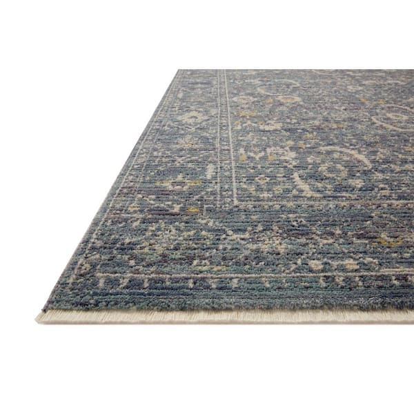 Jean Stoffer Bradbury Ocean / Gold 2 ft. 6 in.  x 12 ft.  Contemporary Runner Rug