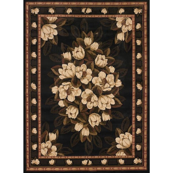 United Weavers China Garden Sugar Magnolia Black 5 ft. 3 in. x 7 ft. 2 in. Area Rug