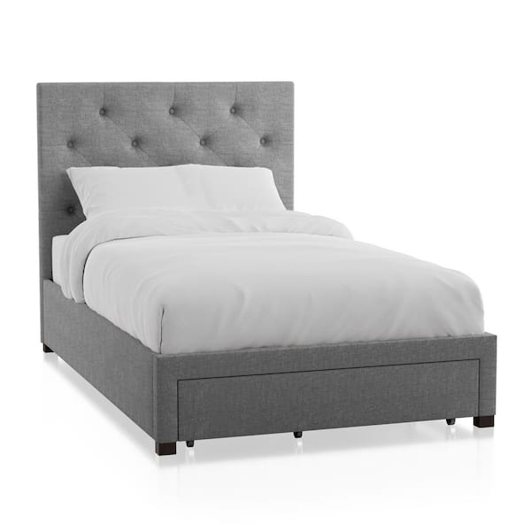 Furniture of America Stevies 41.38 in. W Gray Twin Wood Frame Platform Bed