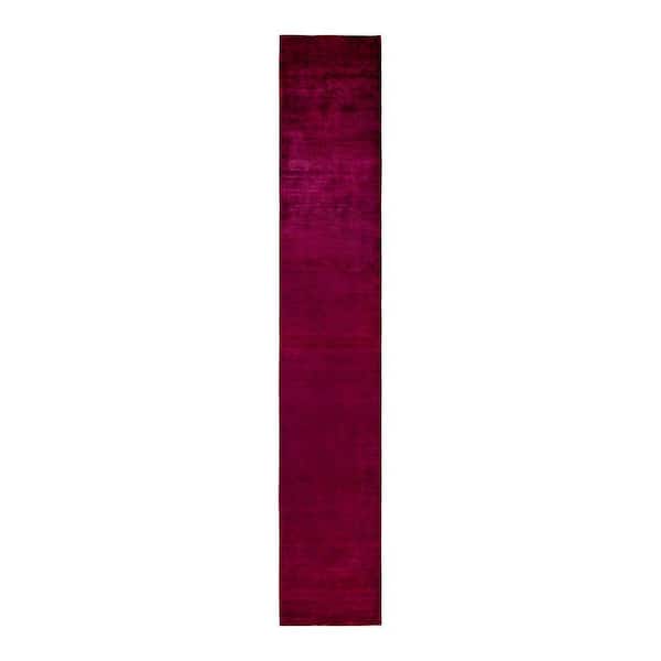 Overdyed Pink 2 ft. x 16 ft. Solid Wool Indoor Runner Rug