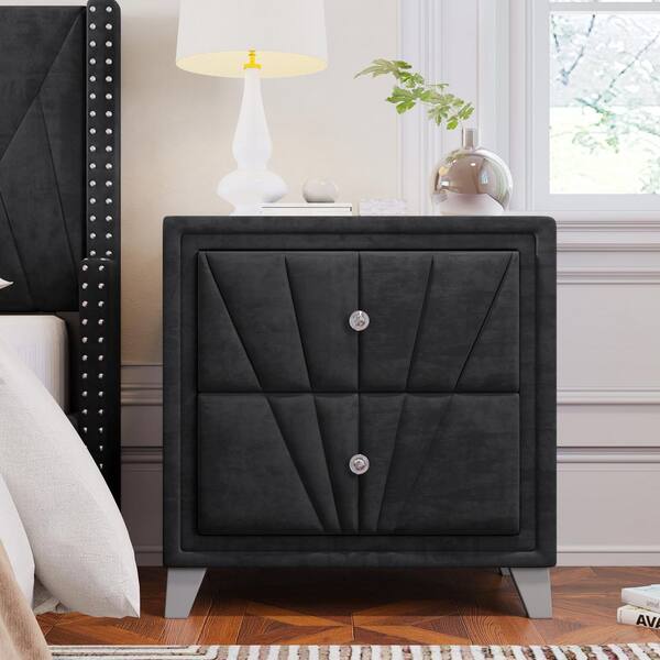 black tufted nightstand