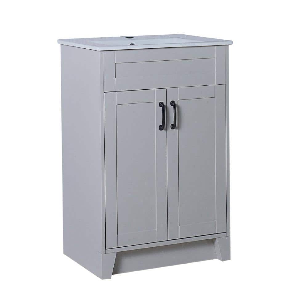 Coronado 24 in. W x 18 in. D x 36 in. H Single Vanity in Light Gray with Ceramic Vanity Top in White with White Basin price history on PriceWatchPro