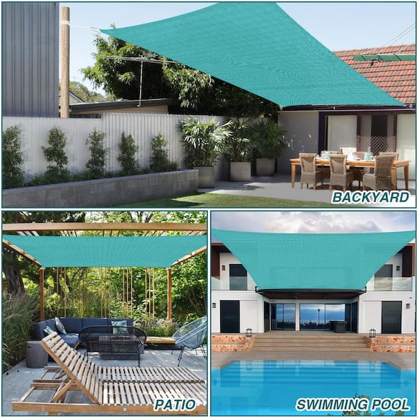 15 ft. x 10 ft. Turquoise Green Rectangle Heavy Weight Sun Shade Sail, 95% UV Blockage, Patio and Pool Cover