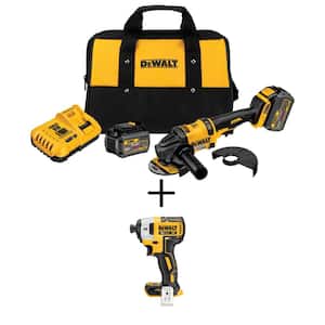 FLEXVOLT 60V MAX Lithium-Ion Cordless Brushless 4.5 in. Angle Grinder and 3-Speed 1/4 in. Impact Driver