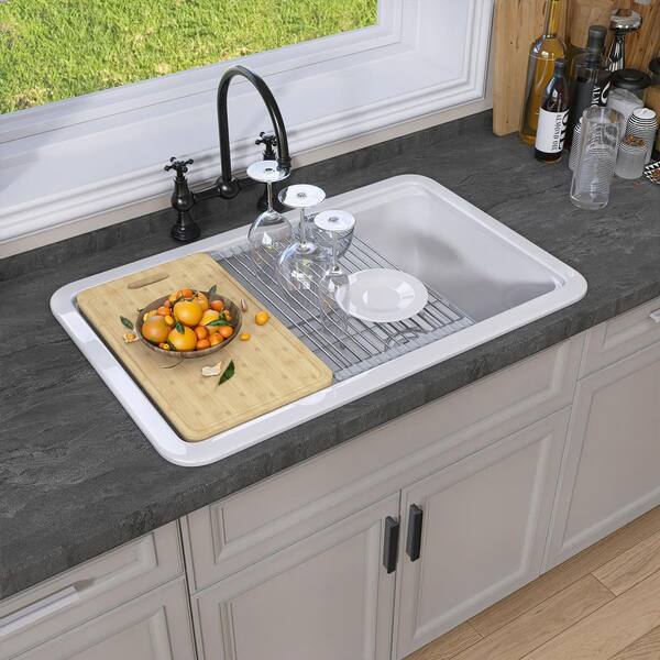Getpro 33 in. L x 19 in. W Drop-In/Undermount Single Bowl White