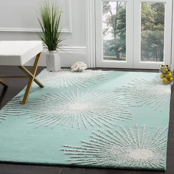 Soho Light Teal/Multi 6 ft. x 9 ft. Floral Area Rug