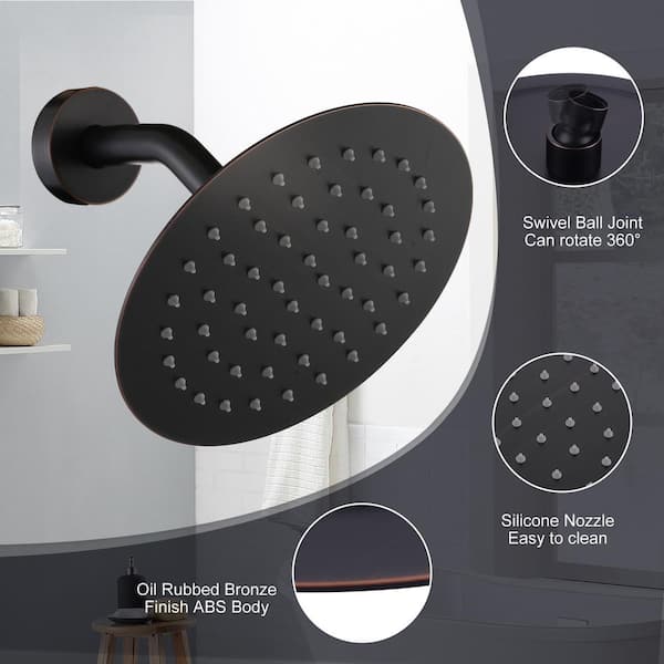 1-Spray Pattern 1.8 GPM 8 in. Single Wall Mount Fixed Rain Shower Head in Oil Rubbed Bronze