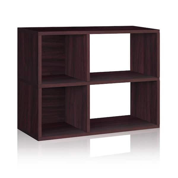 Way Basics Chelsea 12 in. x 32.1 in. x 24.8 in. 2-Shelf zBoard Bookcase, Tool-Free Assembly Cubby Storage in Espresso Wood Grain