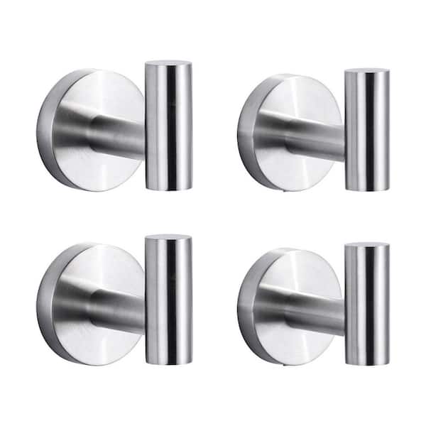 (4 Pack) Wall Mount Stainless Steel J-Hook Towel Hook Bath Hook in Brushed Nickel