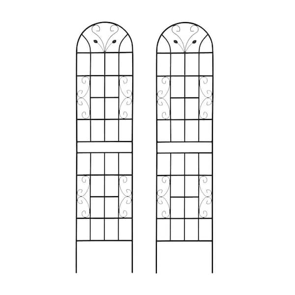 86.7 in. Black Metal Garden Trellis Panel with Rustproof Finish for Climbing Plants (2-Pack)