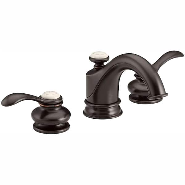 KOHLER Fairfax 8 in. Widespread 2-Handle Mid-Arc Water-Saving Bathroom Faucet in Oil-Rubbed Bronze