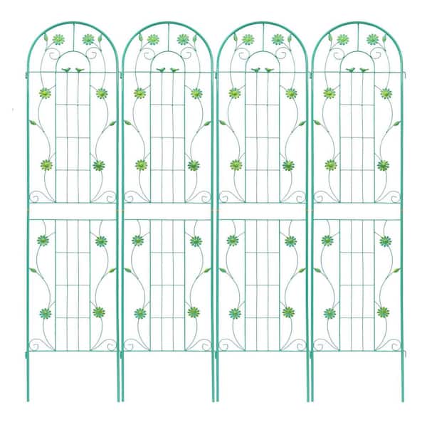 TIRAMISUBEST Metal Garden Stool Trellis Green 4-Pack