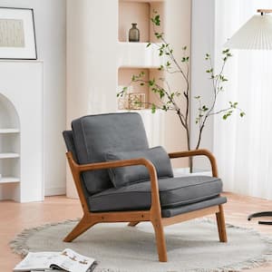 Dark Grey Upholstered Bronzing Cloth Lounge Chair Arm Chair Single