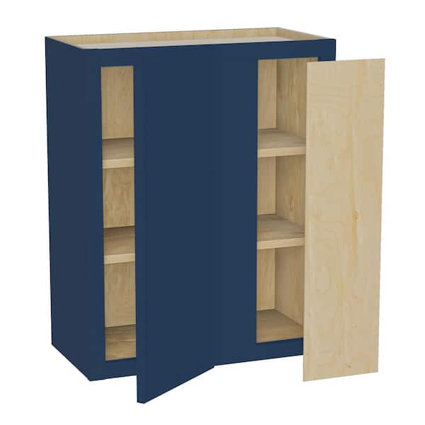 Home Decorators Collection Hargrove 24 in. W x 12 in. D x 30 in. H Assembled Plywood Blind Wall Kitchen Cabinet in Vessel Blue with Soft Close RH