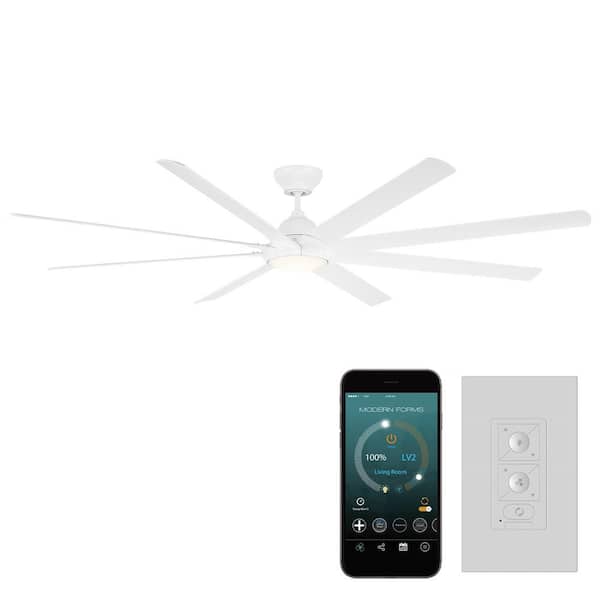 Hydra 96 in. 3000K Integrated LED Indoor/Outdoor Matte White Smart Ceiling Fan with Light Kit and Wall Control