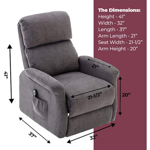 Gray Oversized Power Lift Recliner Chair Sofa for Elderly with Massage and  Heating C-W169283048 - The Home Depot